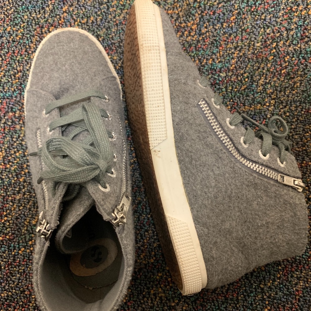 Superga size 7 gray wool flannel sneakers